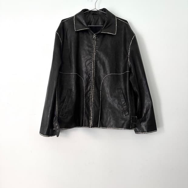 Smudge line leather jacket / deep brown