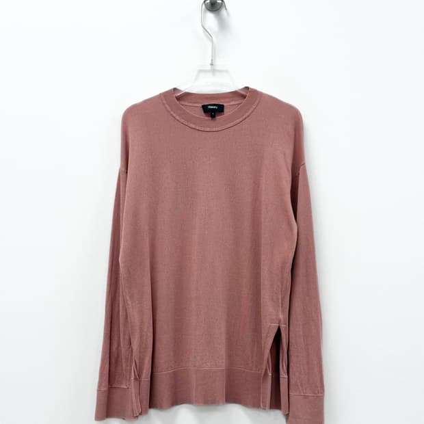 Theory Silk Blend Slit  Knit Sweater