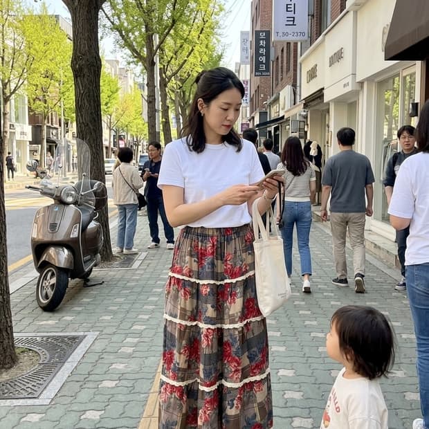 빈티지 린넨 치마88사이즈