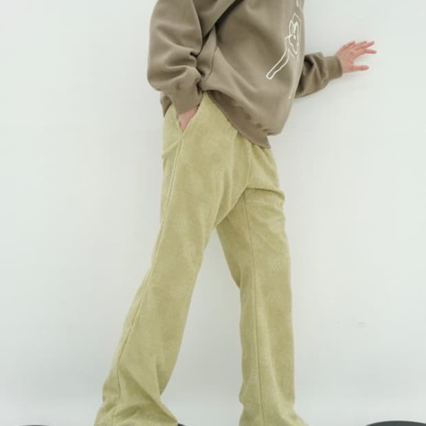 엔조블루스 테리 밴딩 부츠컷 팬츠 레몬S