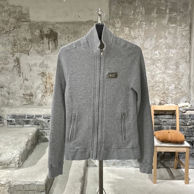 돌체 앤 가바나 멜란지 그레이 메탈 로고 집업 자켓