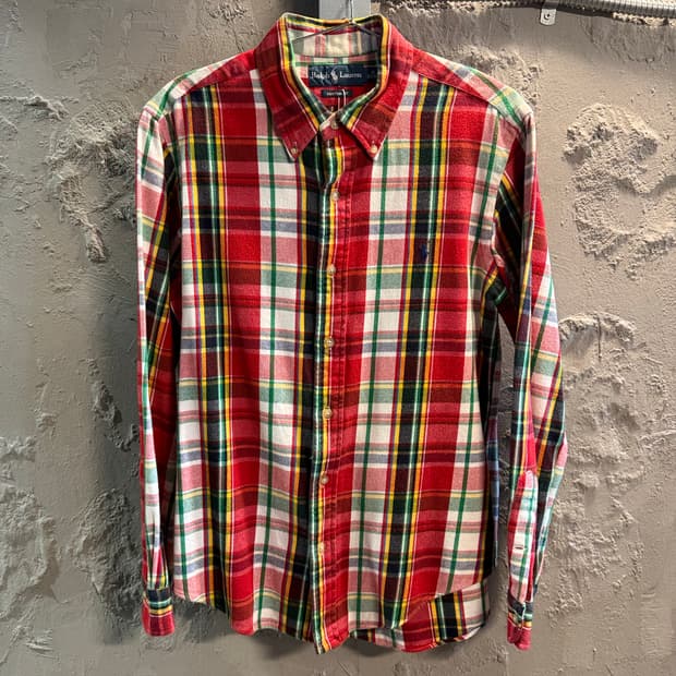 폴로 랄프로렌 POLO 커스텀핏 타탄 체크 셔츠 레드 M