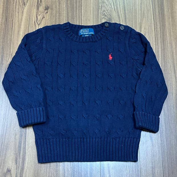 폴로 랄프로렌 베이비 네이비 꽈배기 니트 24M
