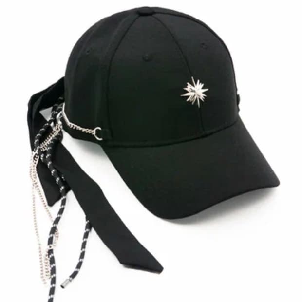 XOTIC 공식 별 모양 메탈 장식 리본 디테일 베이스볼 캡