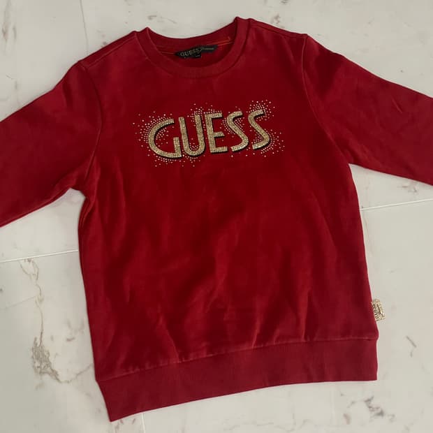 게스 레드 기모 맨투맨 여성xs 키즈 155