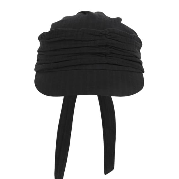KNOT SHIRRING CAP BLACK