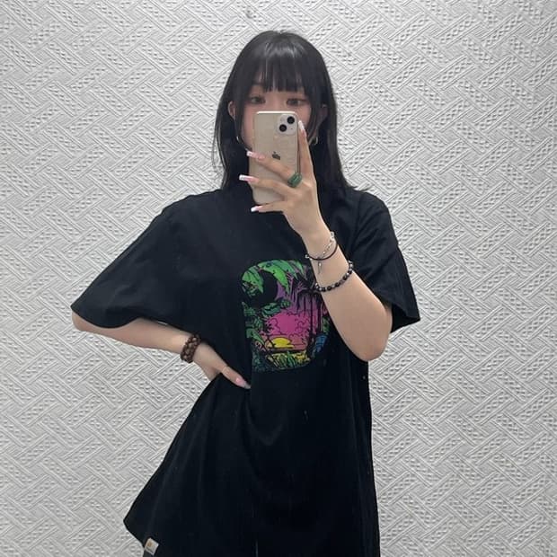 칼하트 빈티지 스트릿 키치 멀티컬러 프린팅 반팔티 XL C12188