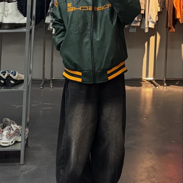 포르쉐 빅패치로고 레더자켓 A3349