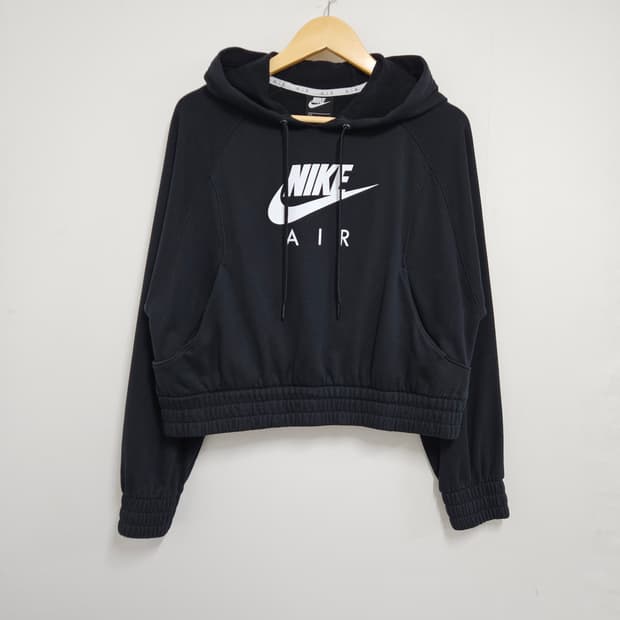 L 나이키 에어 크롭 후드티 블랙