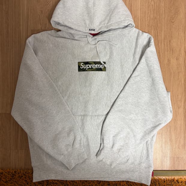 (L)23fw슈프림 카모 박스로고 후드티