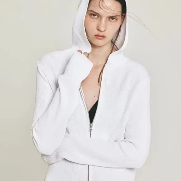 포허 쿨 니트 후디 집업 화이트
