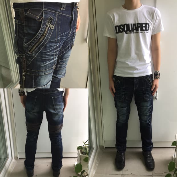 PPFM Multi Zipper Biker Denim Pants