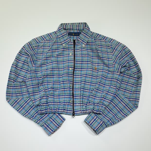 CL991 폴로 90s 블루 매드라스체크 크롭 셔츠