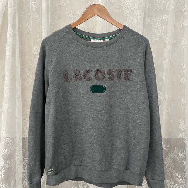 XXL) 라코스테 기모 맨투맨 그레이