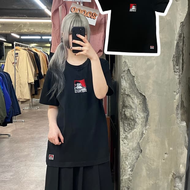 벤 데이비스 자수 로고 반팔 티셔츠 블랙 L #csz3377