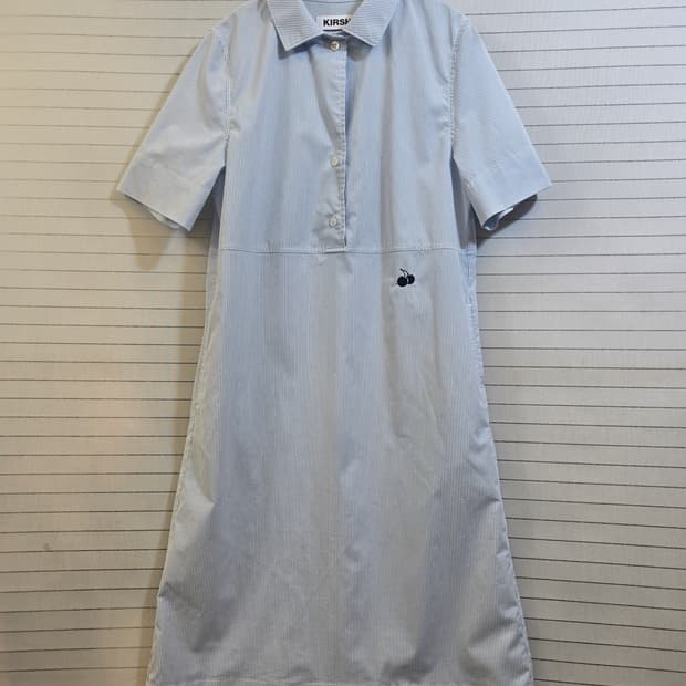 키르시 스트라이프 반팔 셔츠 원피스