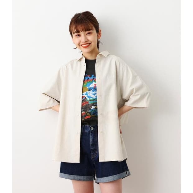 로데오크라운즈 와이드 보울 린넨혼방 백프릴 셔츠