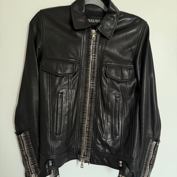 Balmain 2011 safety pin leather jacket