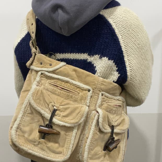 (빈티지)00‘s Gap 갭 코듀로이 양털 크로스 토트백