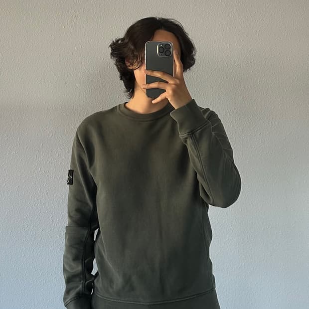 [L]스톤 아일랜드 와펜 오가닉 코튼 맨투맨