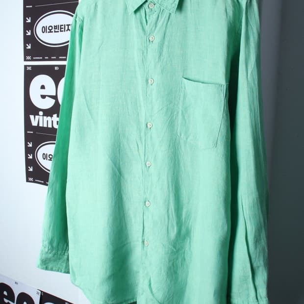 (XL-2XL) 유니클로 셔츠 남방 빅사이즈 연그린 린넨-H35374