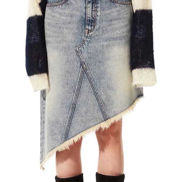 솔티페블 오블리크 데님스커트