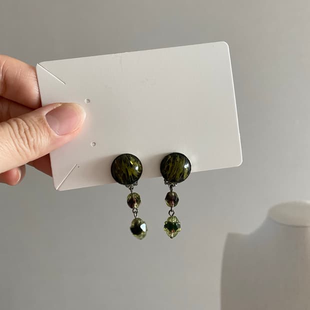 귀찌 빈티지 그린톤 드롭 귀걸이