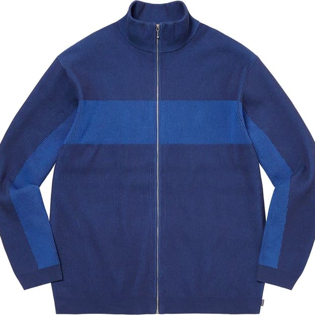 Supreme 2-Tone Ribbed Zip Up Sweater 