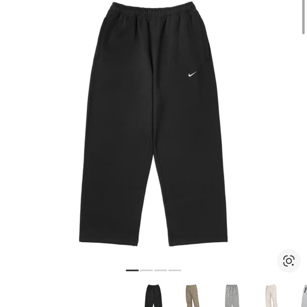 (M) 나이키 NSW 스우시 오픈 헴 플리스 팬츠 블랙