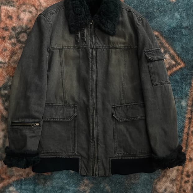 TTF✳️공용)2000’s PPFM 하이넥 데님 퍼 자켓