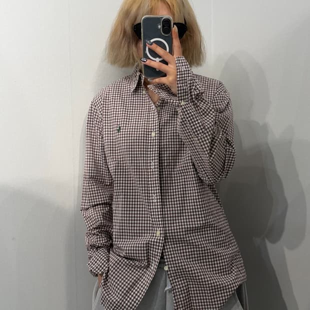 M 폴로 랄프 로렌 브라운 체크 셔츠