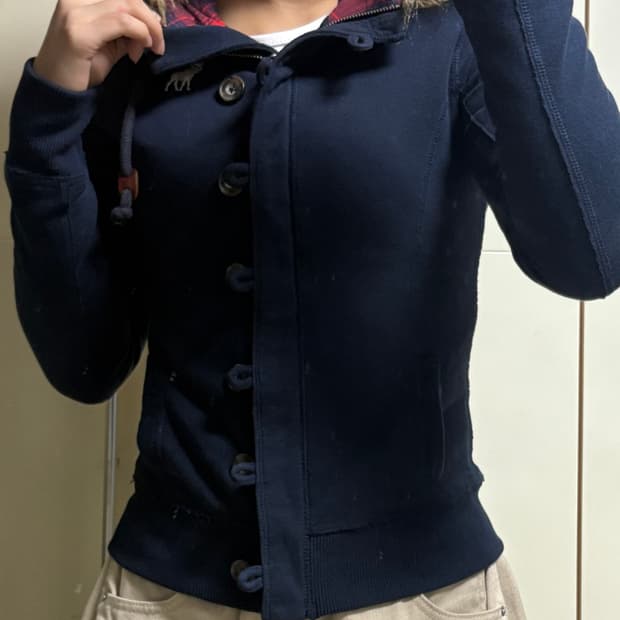 아베크롬비 퍼 울프죠 네이비 후드집업