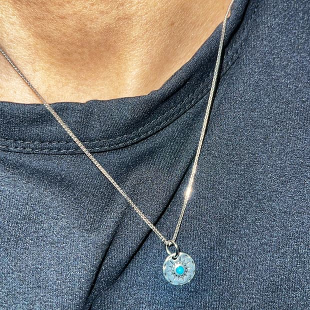 빈티지 터키석 썬버스트 체인목걸이