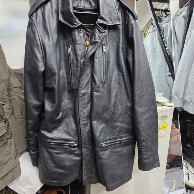 남성   블랙   가죽   자켓