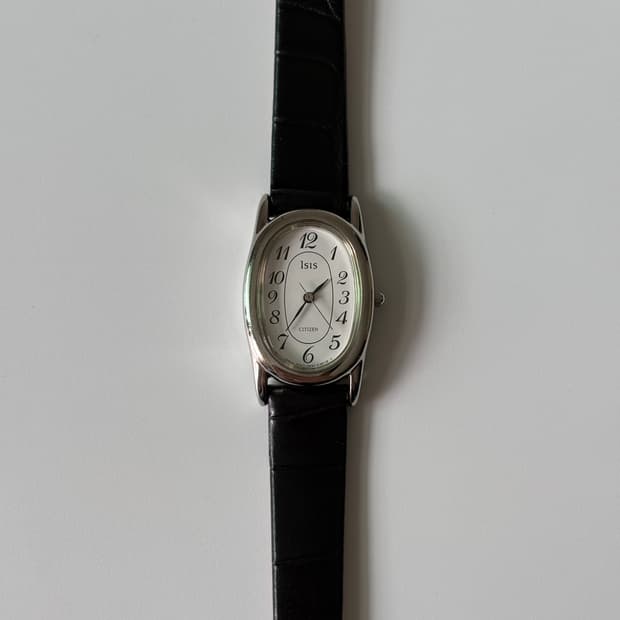 1990년대 Isis 아라빅 인덱스 실버 오벌 쿼츠 여성 