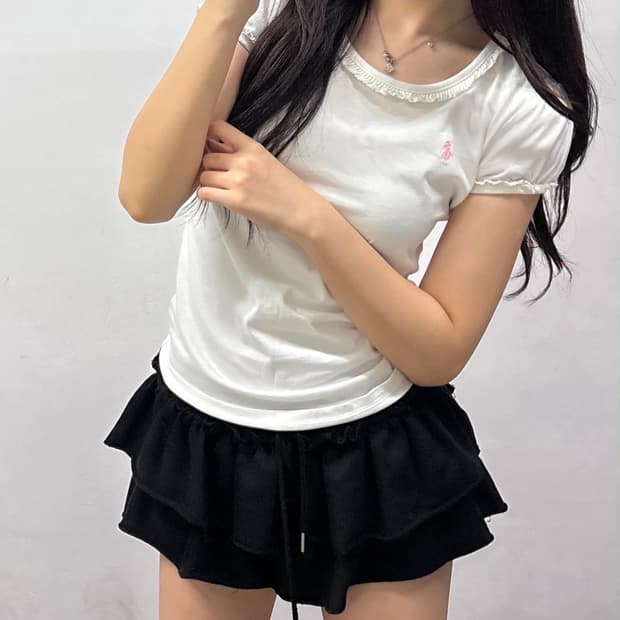 랄프로렌 y2k 프릴 핑크 포니 반팔 티셔츠