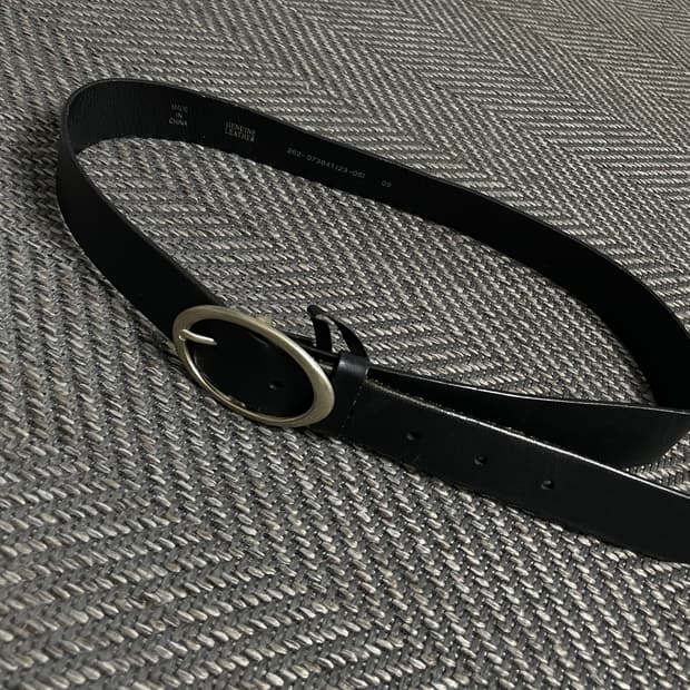 빈티지 미니멀 모던 오벌 버틀 레더 가죽 벨트 블랙y 4879