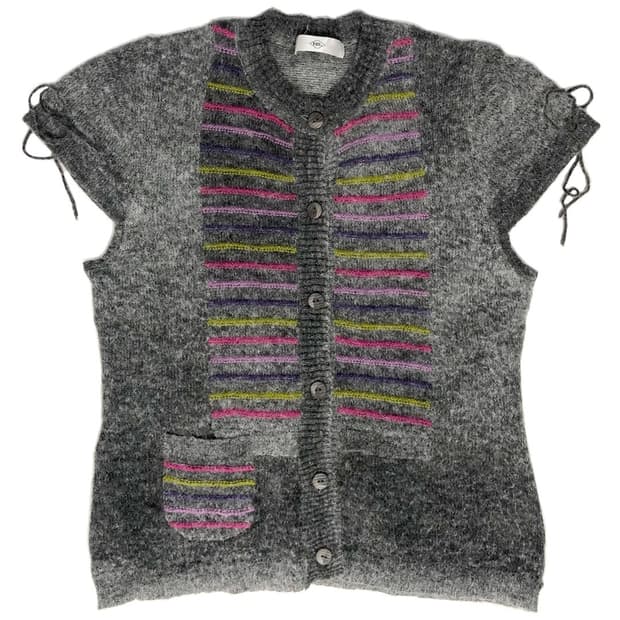 Vintage 니트 반팔 가디건 