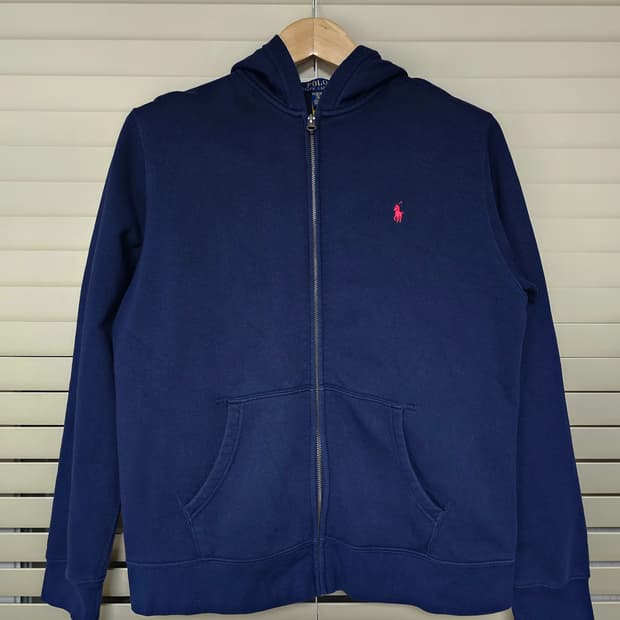 폴로 랄프로렌 (QR코드정품)네이비 후드 집업 보이즈XL