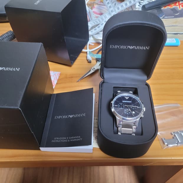 알마니 남성용 크로노 메탈시계(정품)