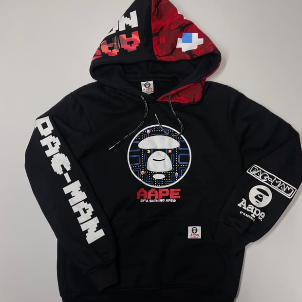 AAPE x 팩맨 콜라보 후드티 블랙