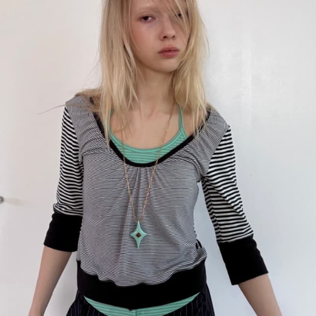 헤레틱 스트라이프 헨리 티셔츠