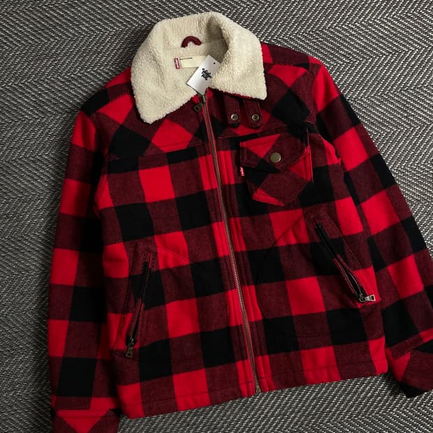 리바이스 타탄체크 버팔로 쉐르파 트러커 자켓 y 2886