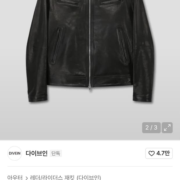 다이브인 루즈드 베지터블 레더자켓