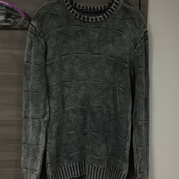 빈티지 별 패턴 차콜 니트