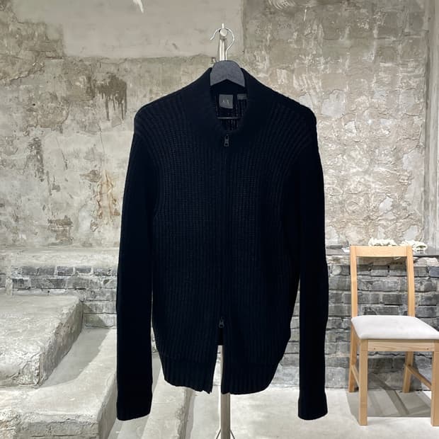 아르마니 익스체인지 블랙 암 패치 투 웨이 집업 자켓