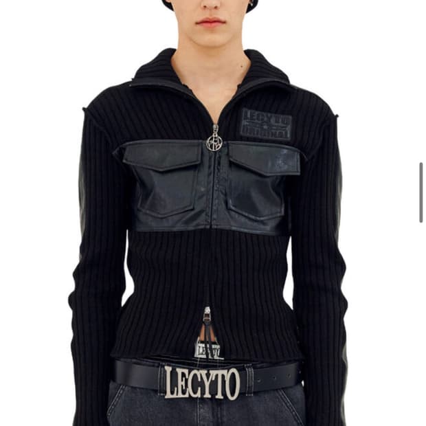 레씨토 Fabric Mix Neck Zip Up_[Black] 블랙 집업