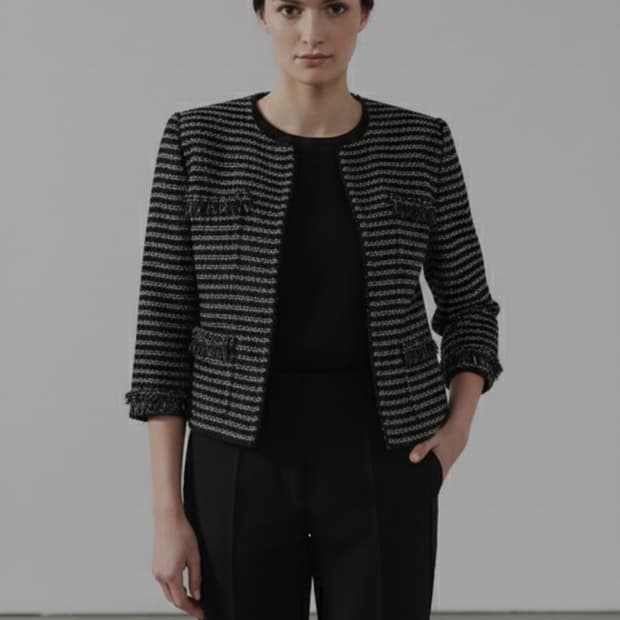 센존 쥬얼리장식 트위드자켓 6사이즈