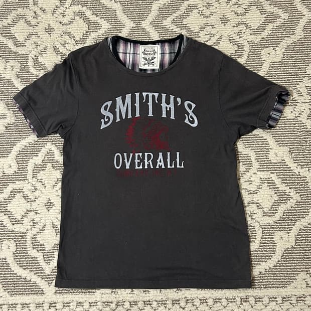 Smith’s American y2k 체크 레이어드 반팔탑