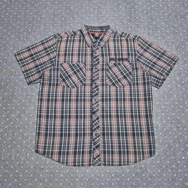 [XL] 할리데이비슨 반팔 체크셔츠 -535 